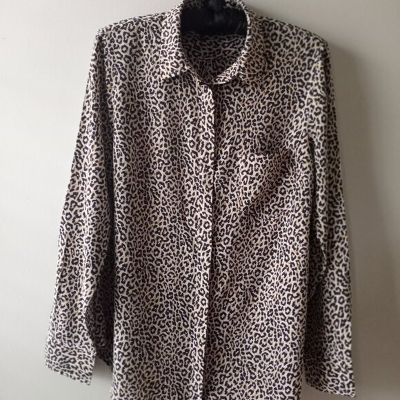 'J.CREW' 100% Silk Blouse Size 8 Cheetah print EUC - Picture 2 of 12